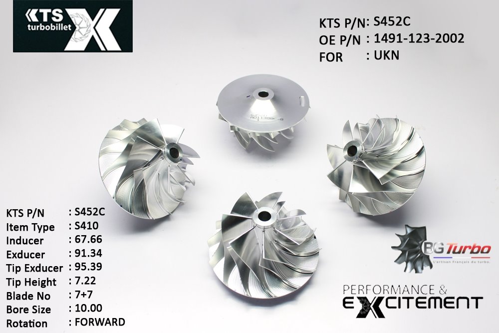 Turbo ROUE FORGÉE MFS PERFORMANCE - 7+7 PALES - INDUCER : 67,66 - EXDUCER : 91,3456 - TYPE : S410ANGLE : 70° - ROTATION : Forward - SUPER BACK : 8,5 - BORE SIZE : 10
